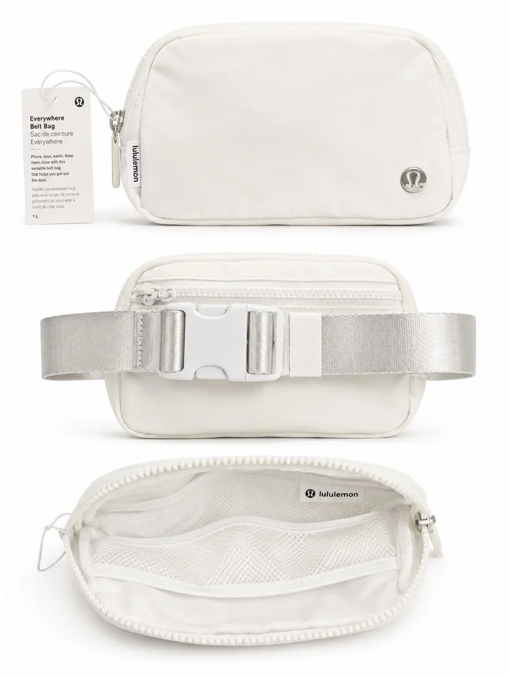 Lululemon Everywhere Belt Bag 1L White Silver NWT